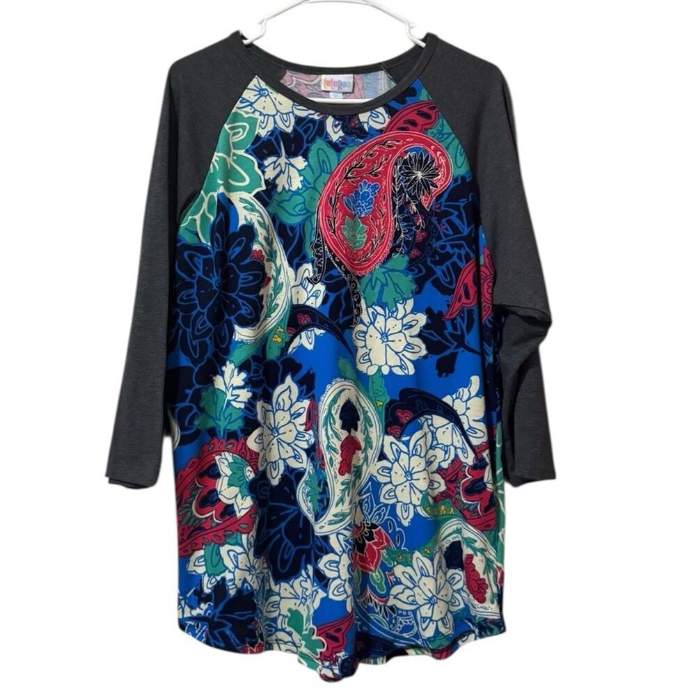 Lularoe Women Size 2XL 3/4 Sleeve Shirt Floral Paisley Loungewear Casual Teacher